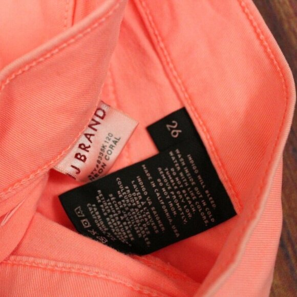 J BRAND Harper Skinny Jeans Womens 26 Orange Neon Coral $187 Designer Cropped - Picture 9 of 9